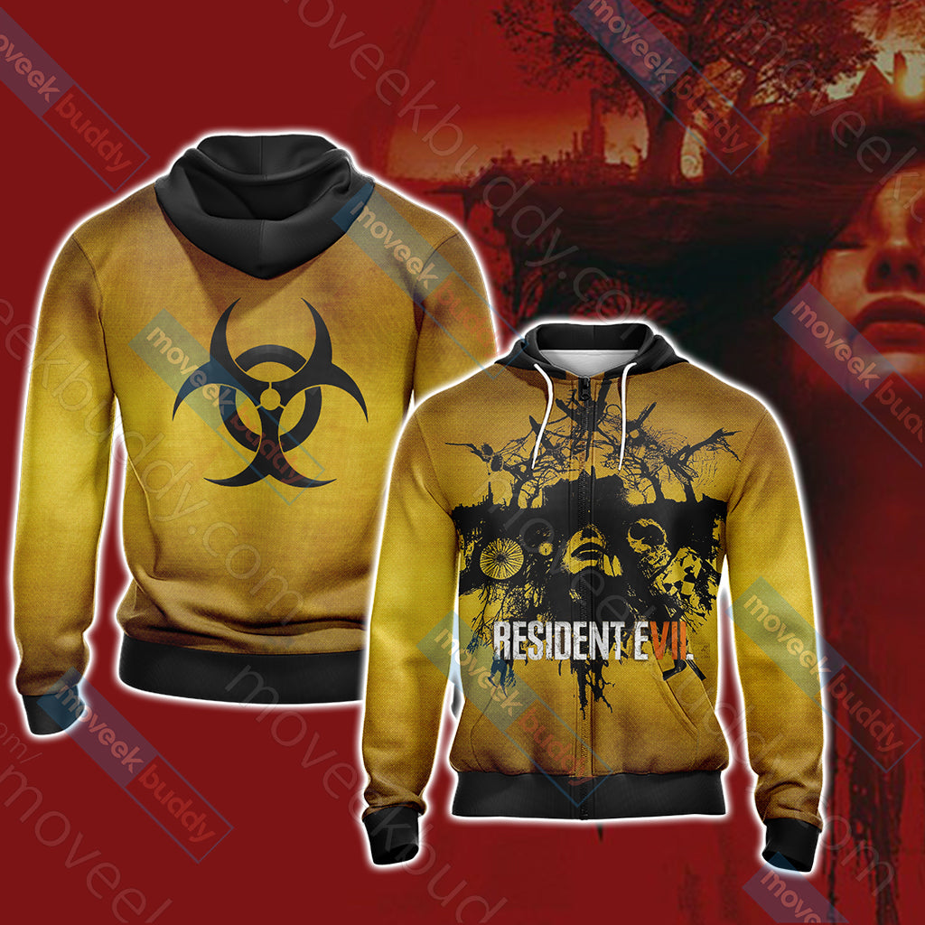 Resident Evil 7 Biohazard Unisex 3D T-shirt Zip Hoodie