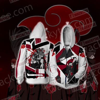 Naruto - Akatsuki Unisex 3D T-shirt Zip Hoodie