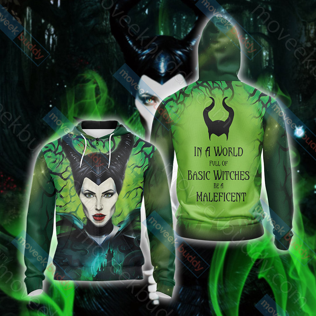 Maleficent Unisex 3D T-shirt Zip Hoodie