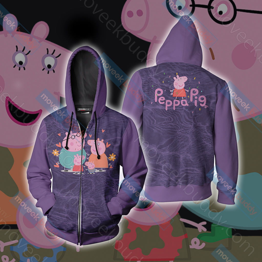 Peppa Pig Unisex 3D T-shirt Zip Hoodie