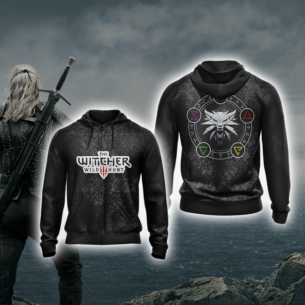 The Witcher Wild Hunt Unisex 3D T-shirt Zip Hoodie