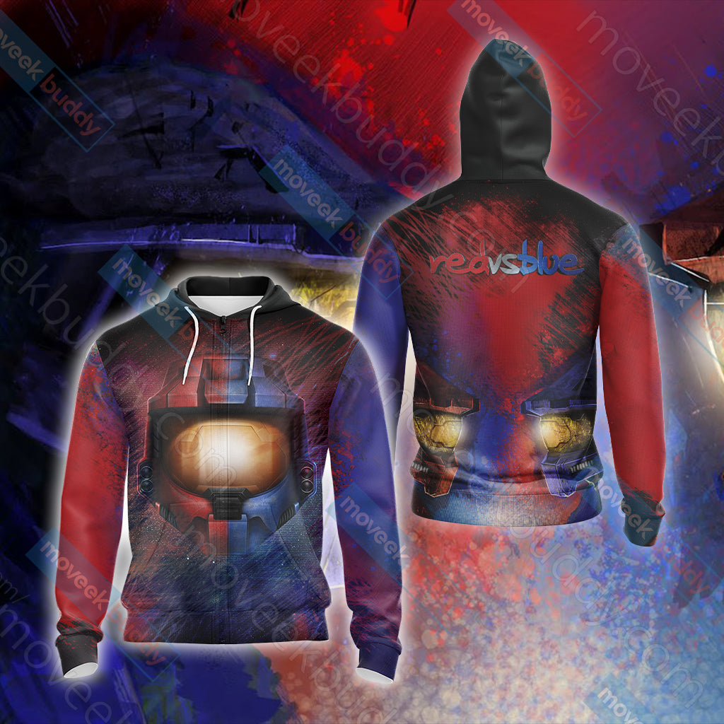 Red vs. Blue New Unisex 3D T-shirt Zip Hoodie