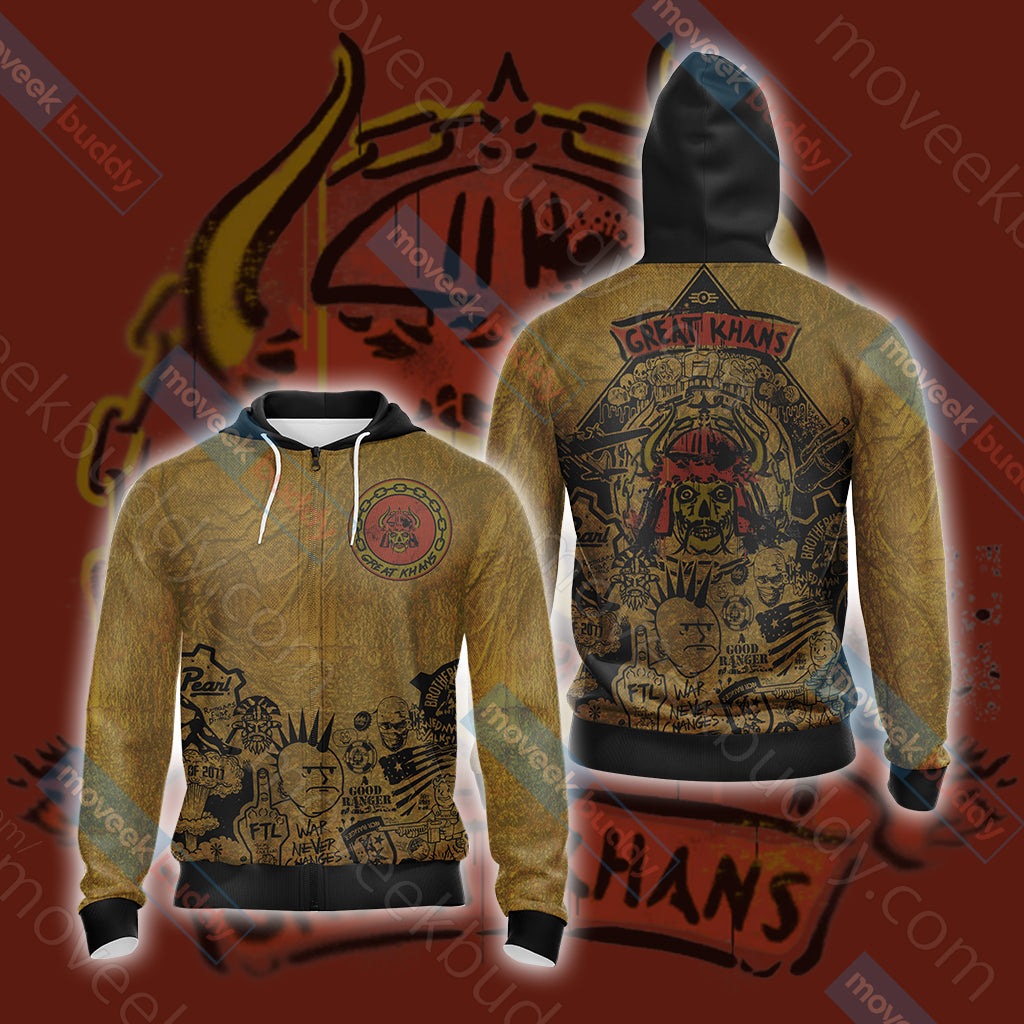 Fallout - The Great Khans Unisex 3D T-shirt Zip Hoodie
