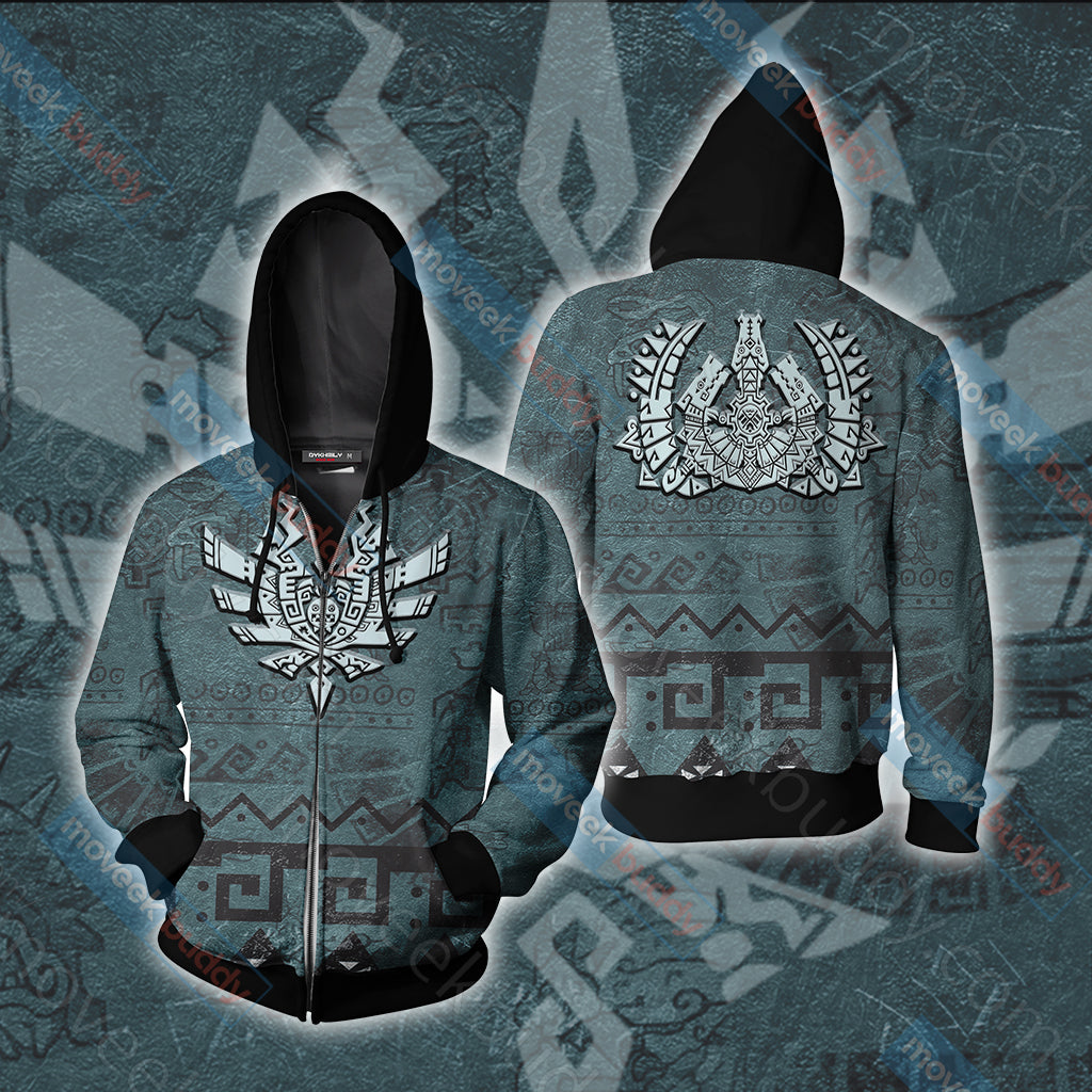 Monster Hunter Unisex 3D T-shirt Zip Hoodie