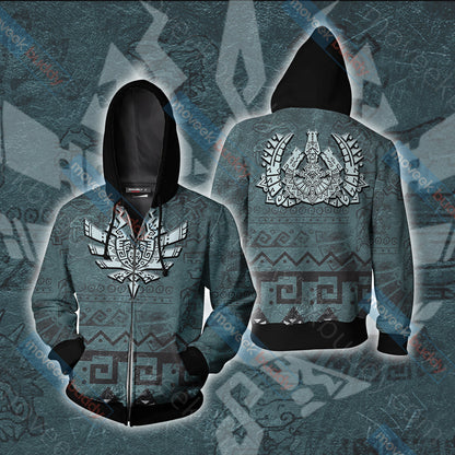 Monster Hunter Unisex 3D T-shirt Zip Hoodie