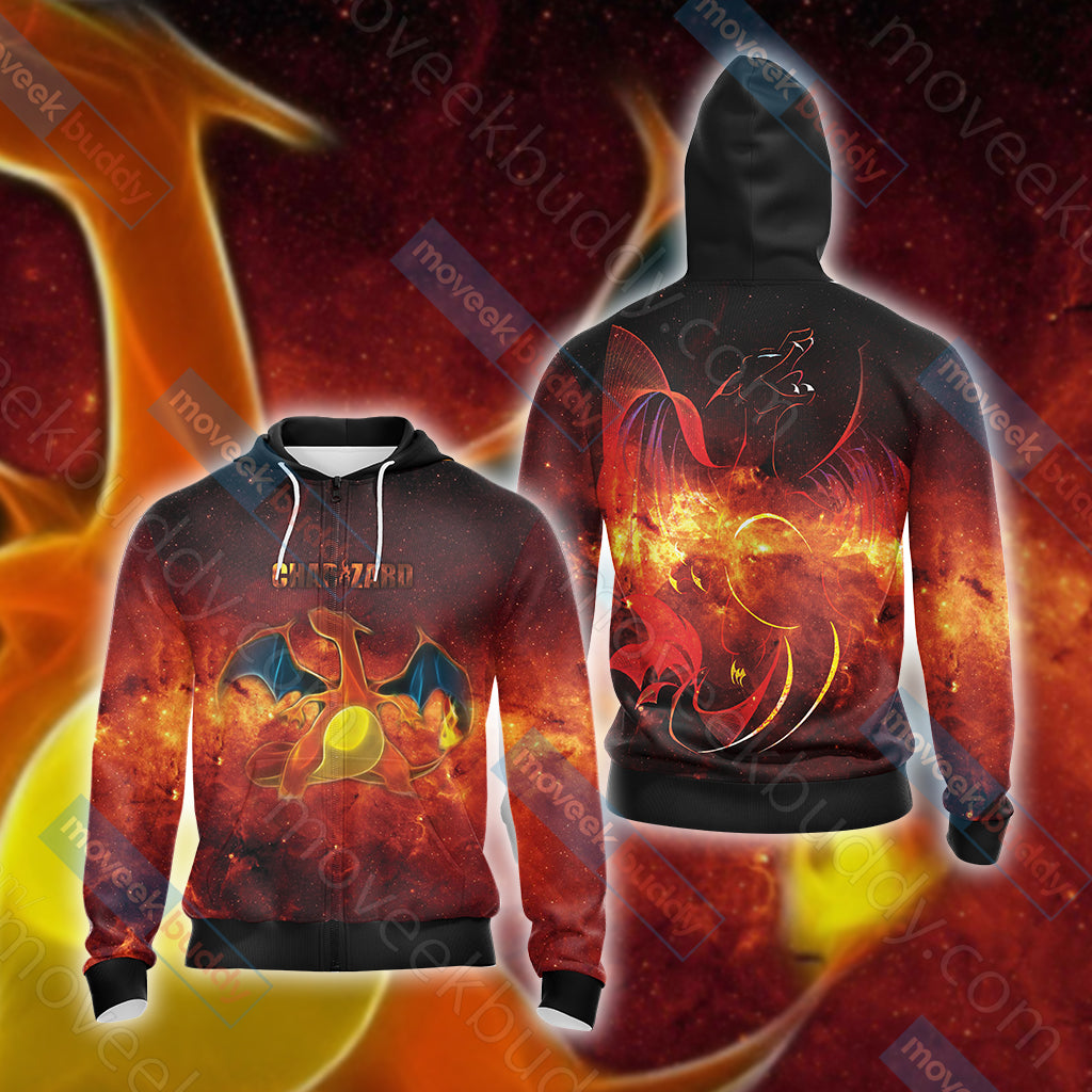 Pokemon - Charizard Unisex 3D T-shirt Zip Hoodie