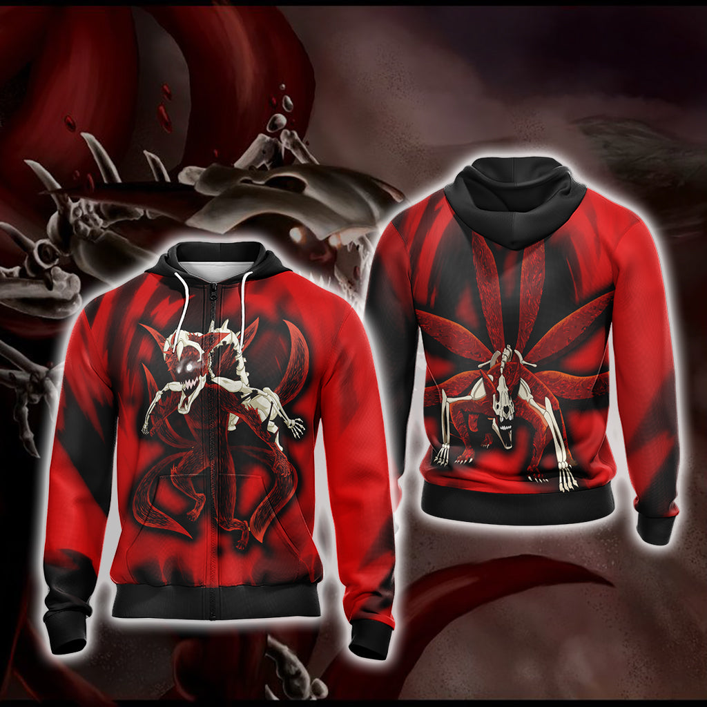 Naruto - Kyuubi 6 tails Unisex 3D T-shirt Zip Hoodie