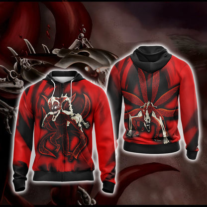 Naruto - Kyuubi 6 tails Unisex 3D T-shirt Zip Hoodie