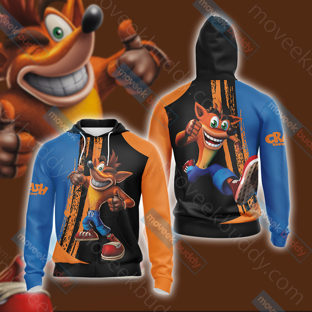 Crash Bandicoot New Look Unisex 3D T-shirt Zip Hoodie