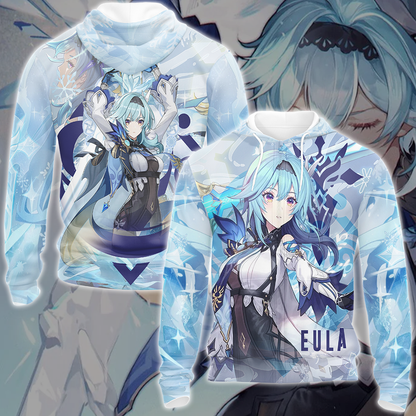 Genshin Impact Eula Video Game All Over Printed T-shirt Tank Top Zip Hoodie Pullover Hoodie Hawaiian Shirt Beach Shorts Joggers Zip Hoodie