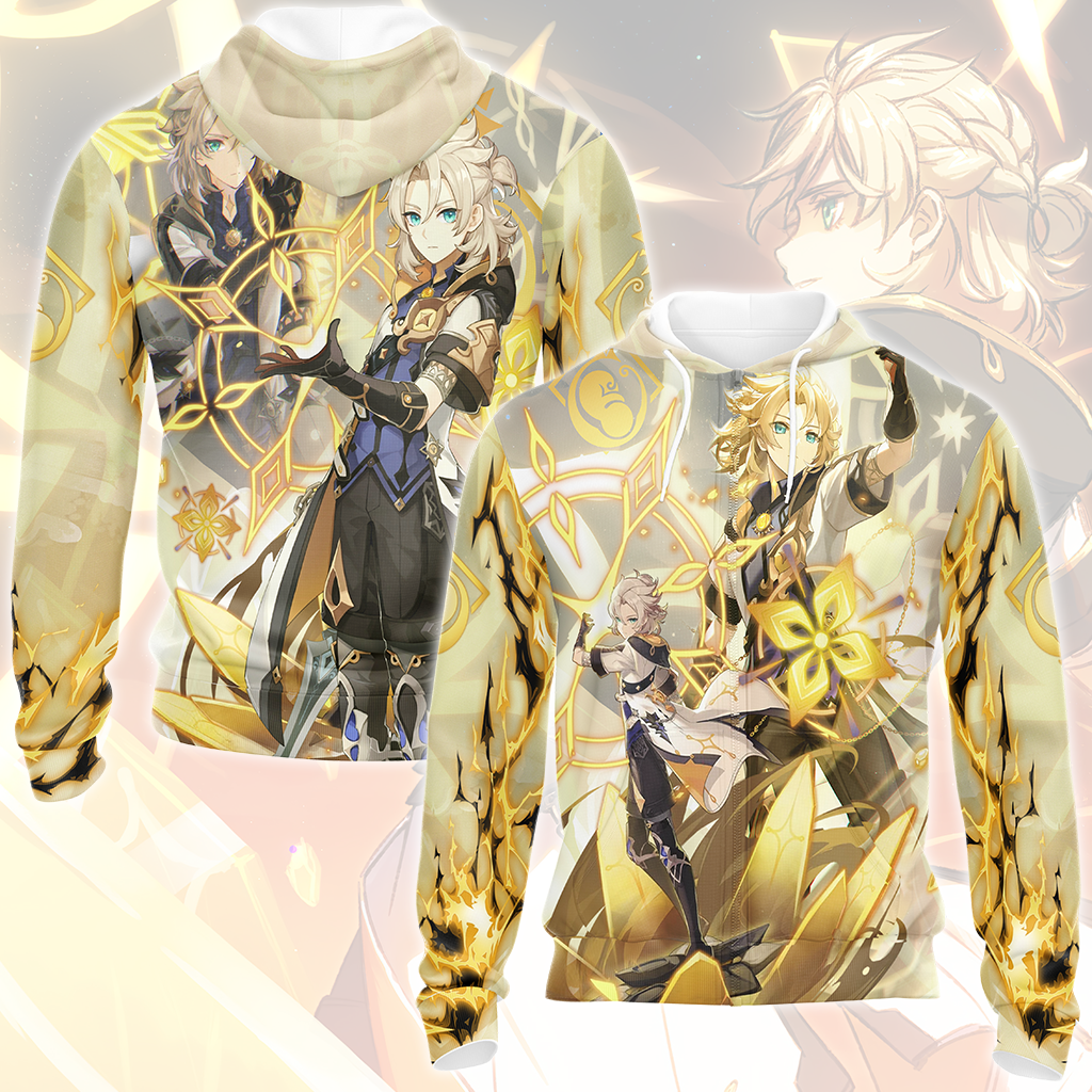 Genshin Impact Albedo Video Game All Over Printed T-shirt Tank Top Zip Hoodie Pullover Hoodie Hawaiian Shirt Beach Shorts Joggers Zip Hoodie