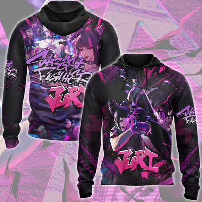 Street Fighter 6 Juri Video Game All Over Printed T-shirt Tank Top Zip Hoodie Pullover Hoodie Hawaiian Shirt Beach Shorts Joggers Zip Hoodie