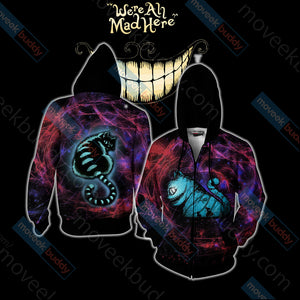 Alice In Wonderland Unisex 3D T-shirt Zip Hoodie XS 