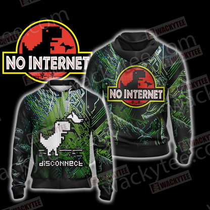 No Internet - Jurassic Park Unisex 3D T-shirt Zip Hoodie