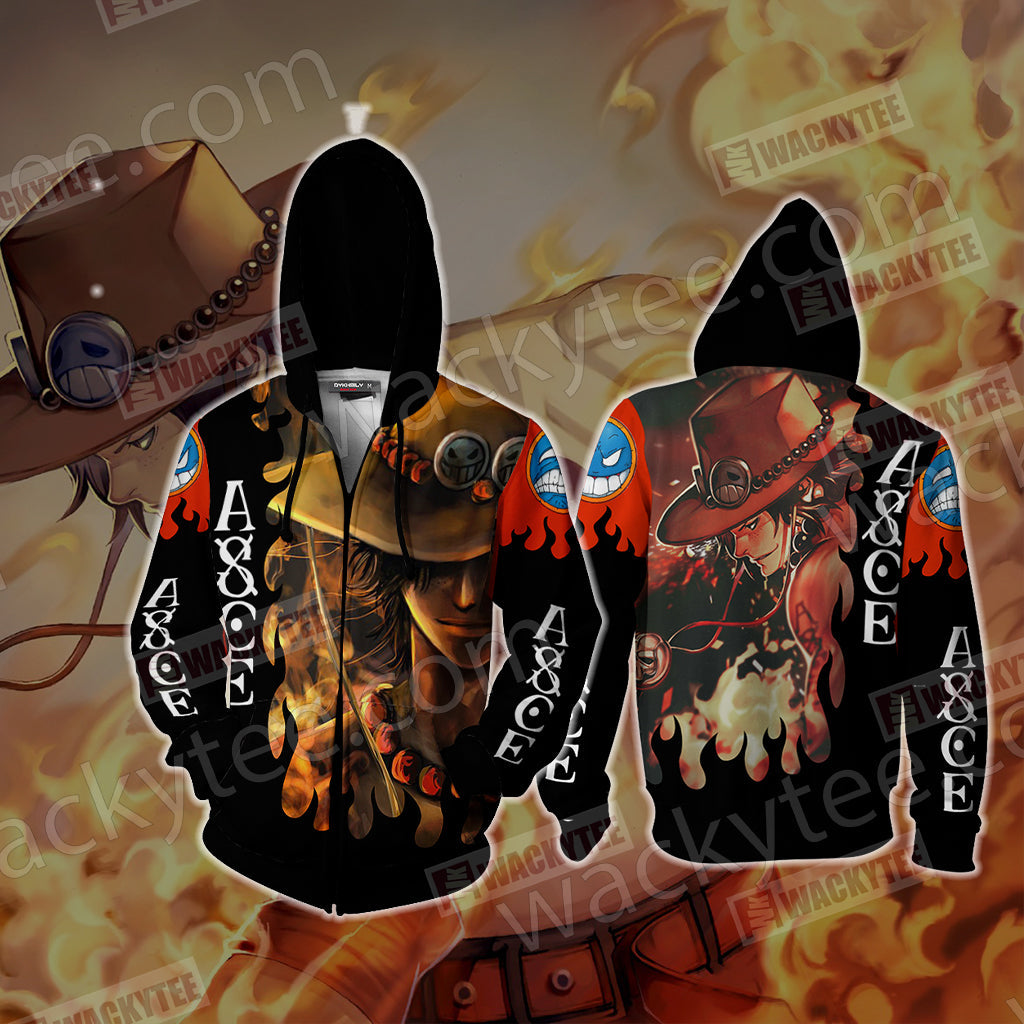 One Piece - Ace New Look Unisex 3D T-shirt Zip Hoodie