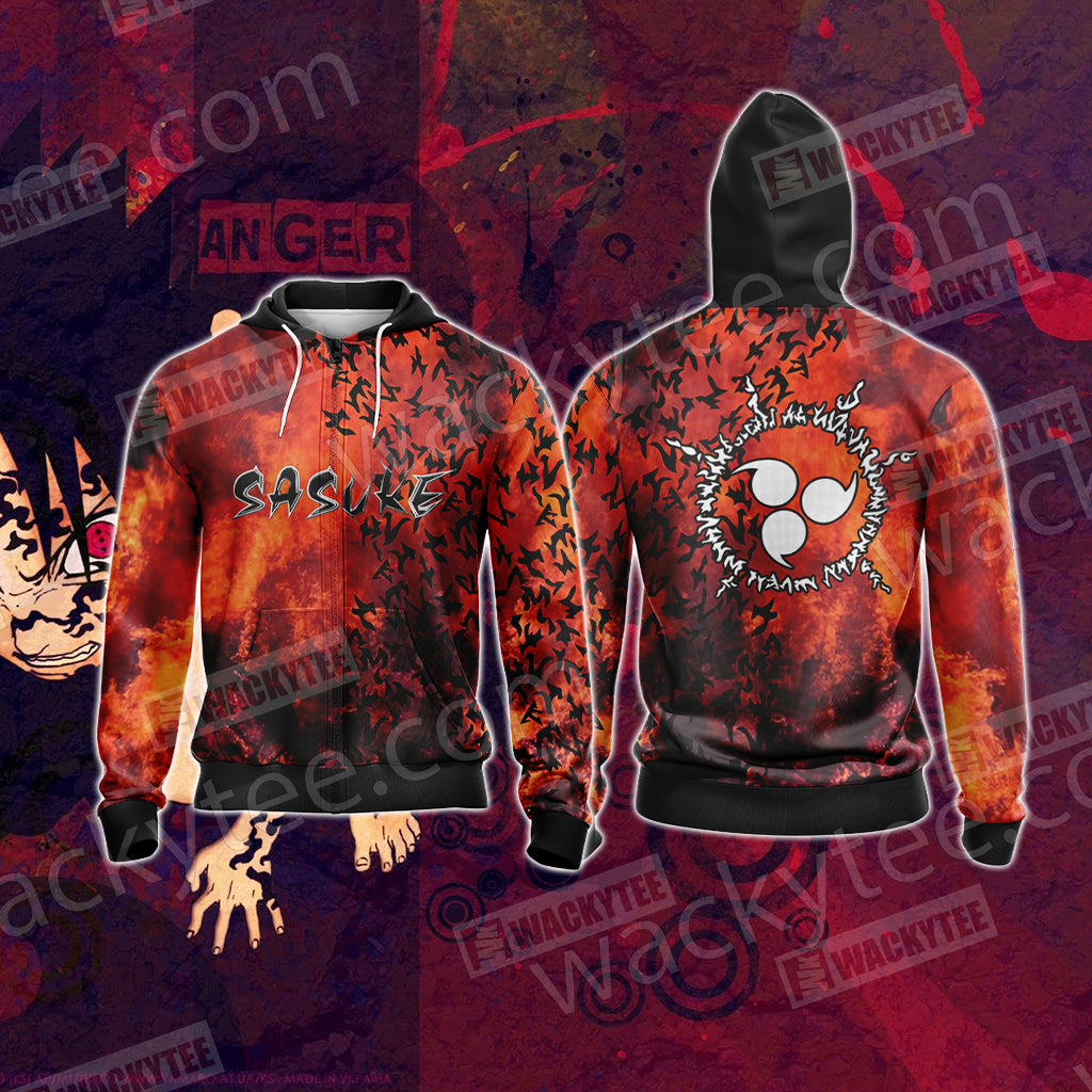 Naruto - Sasuke Cursed Seal Unisex 3D T-shirt Zip Hoodie