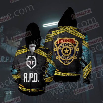 Resident Evil - R.P.D Unisex 3D T-shirt Zip Hoodie