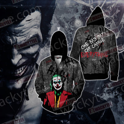 Joker - One bad day can change everything Unisex 3D T-shirt Zip Hoodie