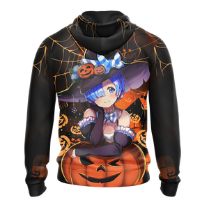 Rem Re:Zero Halloween All Over Print T-shirt Zip Hoodie Pullover Hoodie   