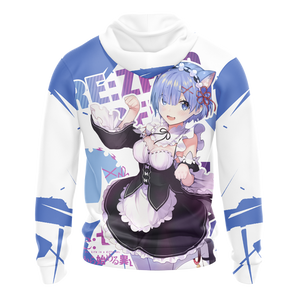 Rem Re:Zero All Over Print T-shirt Zip Hoodie Pullover Hoodie   