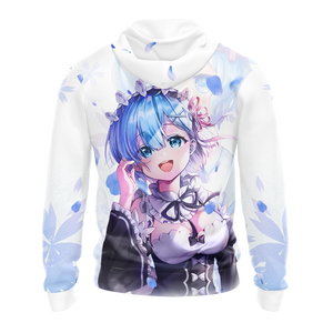 Rem Re:Zero All Over Print T-shirt Zip Hoodie Pullover Hoodie   