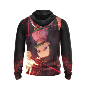 Nezuko Demon Slayer All Over Print T-shirt Zip Hoodie Pullover Hoodie   