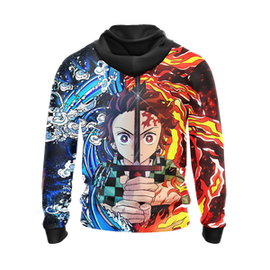 Tanjiro Sun and Water Breathing Techniques Demon Slayer All Over Print T-shirt Zip Hoodie Pullover Hoodie   