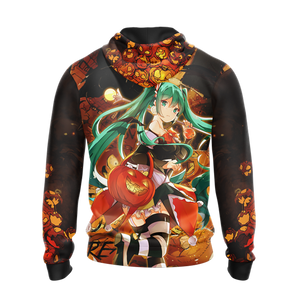 Hatsune Miku Halloween All Over Print T-shirt Zip Hoodie Pullover Hoodie   