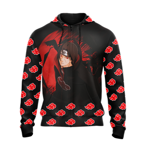 Akatsuki Itachi Naruto All Over Print T-shirt Zip Hoodie Pullover Hoodie   