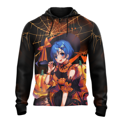 Rem Re:Zero Halloween All Over Print T-shirt Zip Hoodie Pullover Hoodie
