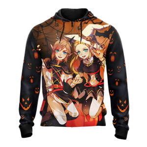 The Legend of Zelda Link & Zelda Halloween All Over Print T-shirt Zip Hoodie Pullover Hoodie   