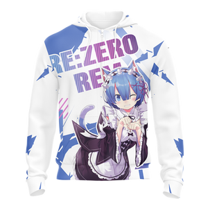 Rem Re:Zero All Over Print T-shirt Zip Hoodie Pullover Hoodie   