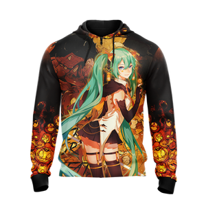 Hatsune Miku Halloween All Over Print T-shirt Zip Hoodie Pullover Hoodie   