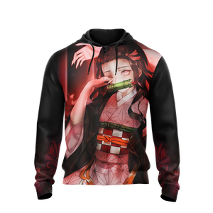 Nezuko Demon Slayer All Over Print T-shirt Zip Hoodie Pullover Hoodie   