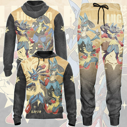 Pokemon Lucario Video Game All Over Printed T-shirt Tank Top Zip Hoodie Pullover Hoodie Hawaiian Shirt Beach Shorts Joggers)