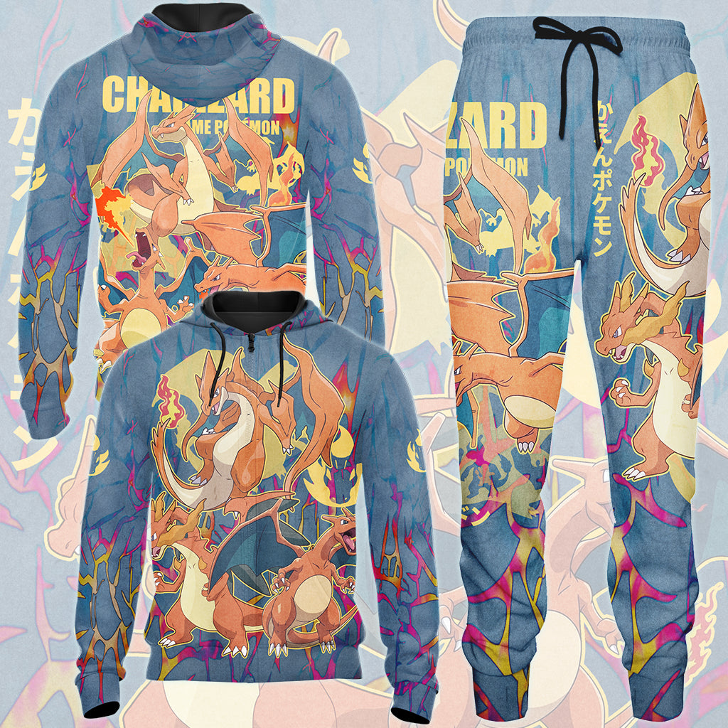 Pokemon Charizard Video Game All Over Printed T-shirt Tank Top Zip Hoodie Pullover Hoodie Hawaiian Shirt Beach Shorts Joggers