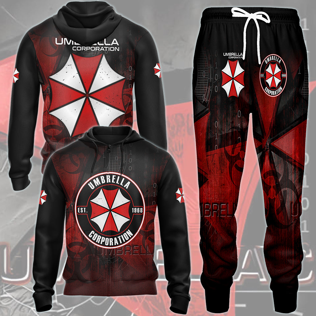 Resident Evil Umbrella Corporation Video Game All Over Printed T-shirt Tank Top Zip Hoodie Pullover Hoodie Hawaiian Shirt Beach Shorts Joggers