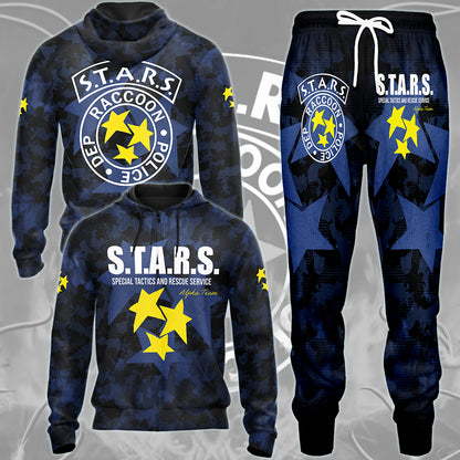 Resident Evil S.T.A.R.S. Alpha Team Video Game All Over Printed T-shirt Tank Top Zip Hoodie Pullover Hoodie Hawaiian Shirt Beach Shorts Joggers
