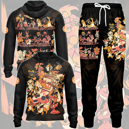 Pokemon Fire Type Club Video Game All Over Printed T-shirt Tank Top Zip Hoodie Pullover Hoodie Hawaiian Shirt Beach Shorts Joggers