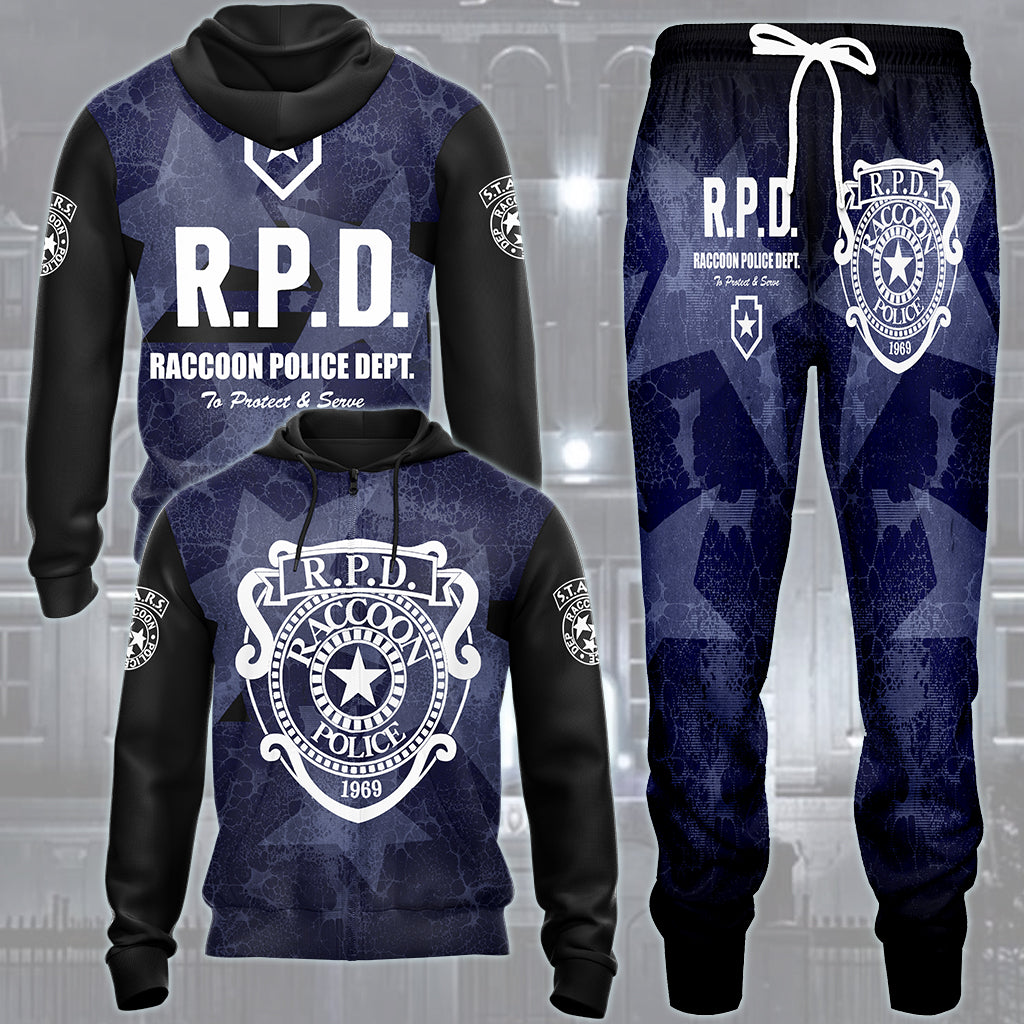 Resident Evil Raccoon City Police Department (R.P.D.) Video Game All Over Printed T-shirt Tank Top Zip Hoodie Pullover Hoodie Hawaiian Shirt Beach Shorts Joggers
