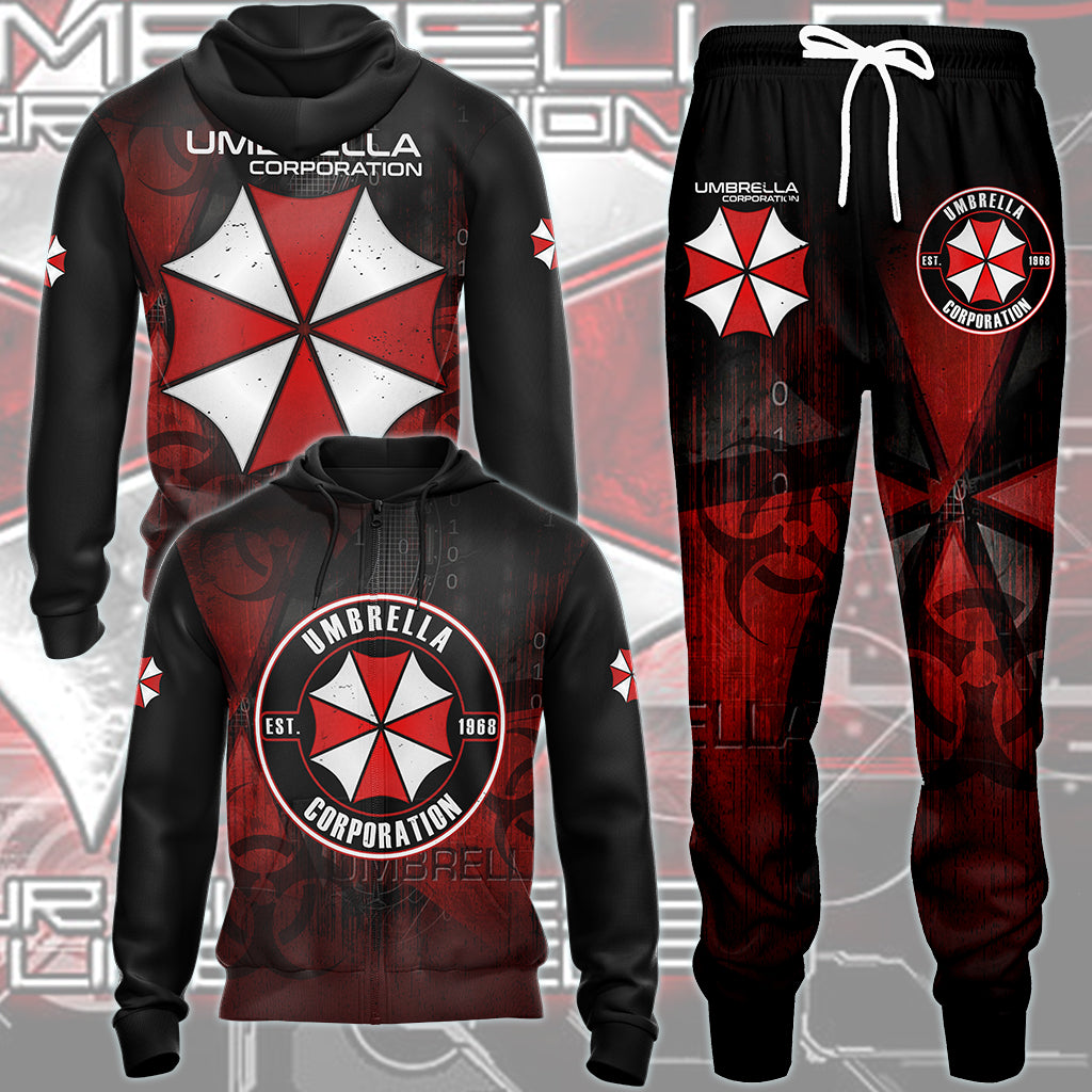 Resident Evil Umbrella Corporation Video Game All Over Printed T-shirt Tank Top Zip Hoodie Pullover Hoodie Hawaiian Shirt Beach Shorts Joggers