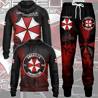 Resident Evil Umbrella Corporation Video Game All Over Printed T-shirt Tank Top Zip Hoodie Pullover Hoodie Hawaiian Shirt Beach Shorts Joggers