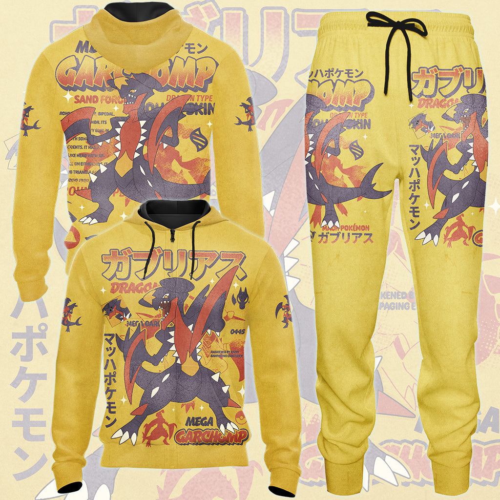 Pokemon Garchomp (Mega Form) Video Game All Over Printed T-shirt Tank Top Zip Hoodie Pullover Hoodie Hawaiian Shirt Beach Shorts Joggers