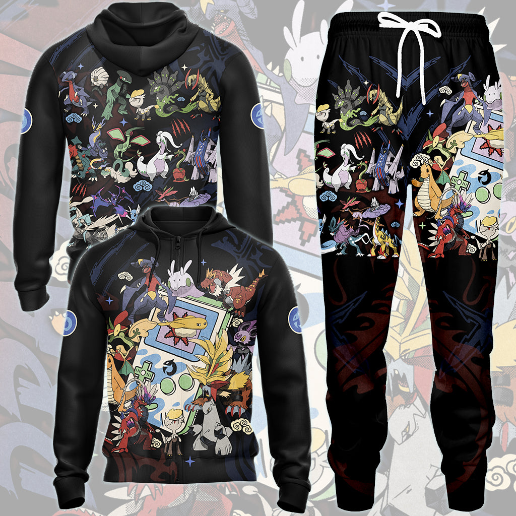 Pokemon Dragon Type Club Video Game All Over Printed T-shirt Tank Top Zip Hoodie Pullover Hoodie Hawaiian Shirt Beach Shorts Joggers