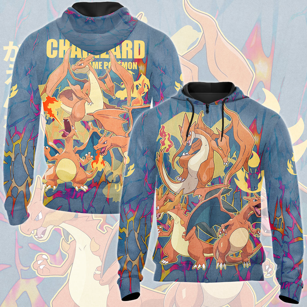 Pokemon Charizard Video Game All Over Printed T-shirt Tank Top Zip Hoodie Pullover Hoodie Hawaiian Shirt Beach Shorts Joggers