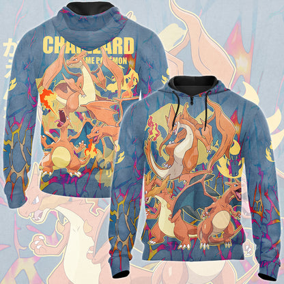 Pokemon Charizard Video Game All Over Printed T-shirt Tank Top Zip Hoodie Pullover Hoodie Hawaiian Shirt Beach Shorts Joggers
