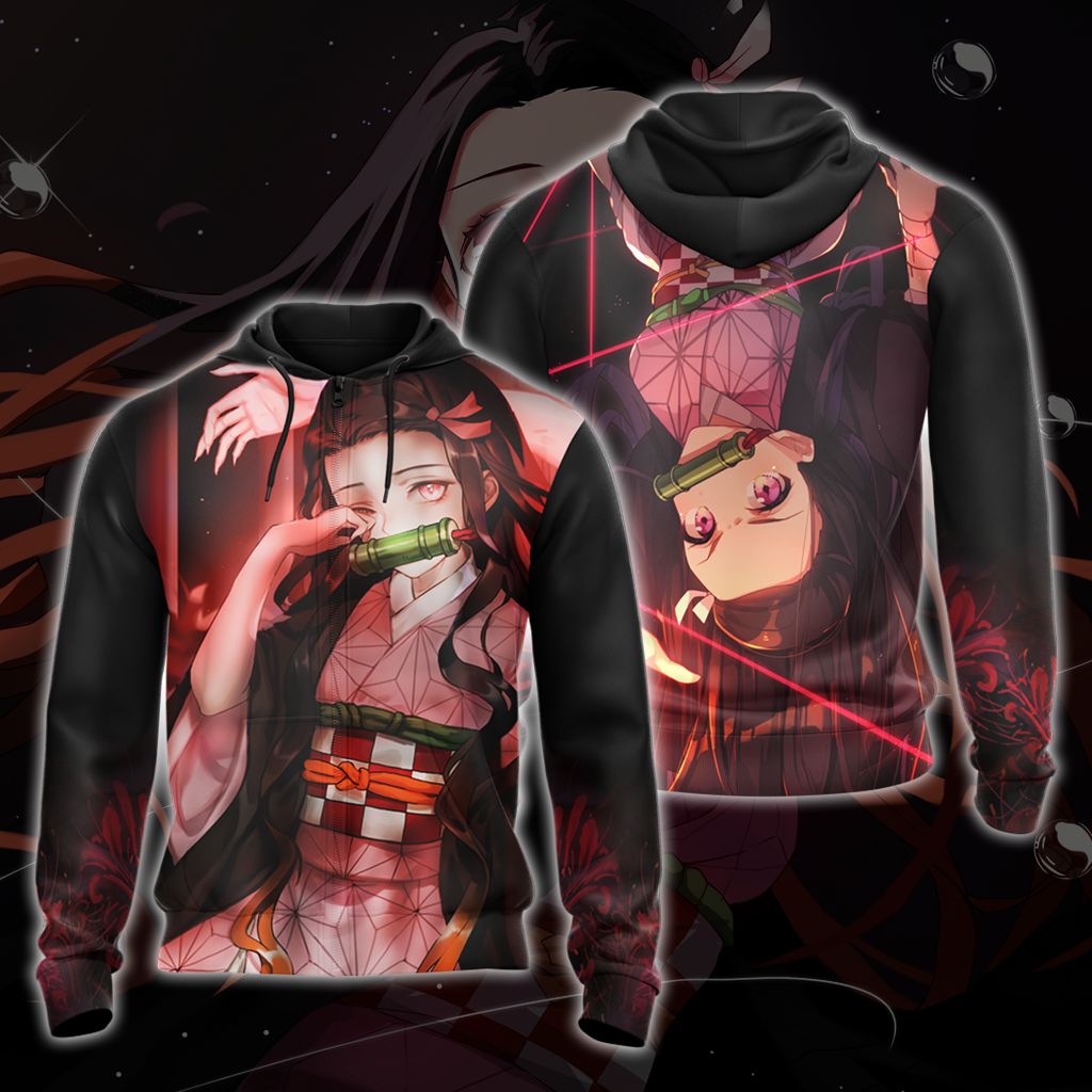 Nezuko Demon Slayer All Over Print T-shirt Zip Hoodie Pullover Hoodie Zip Hoodie