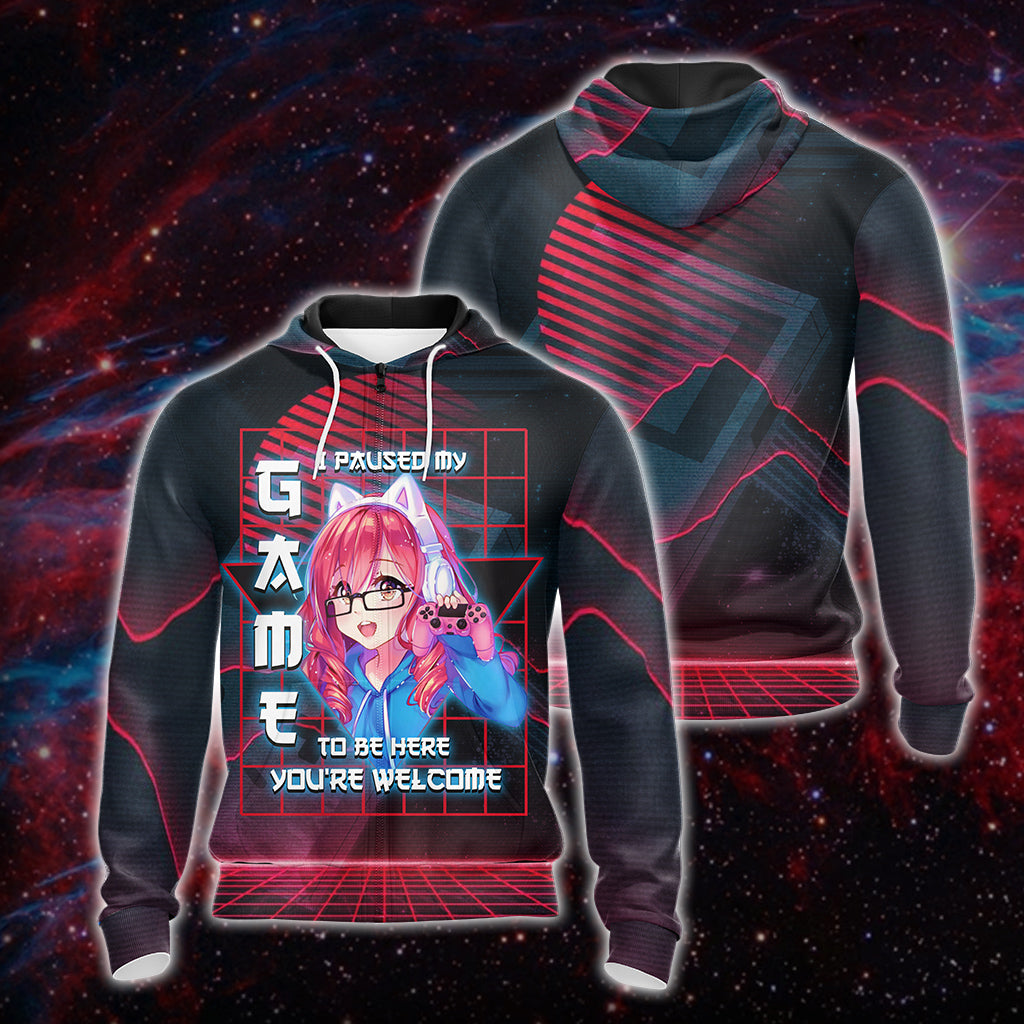 I Paused My Game To Be Here Unisex 3D T-shirt Zip Hoodie Zip Hoodie