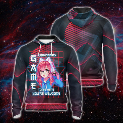 I Paused My Game To Be Here Unisex 3D T-shirt Zip Hoodie Zip Hoodie