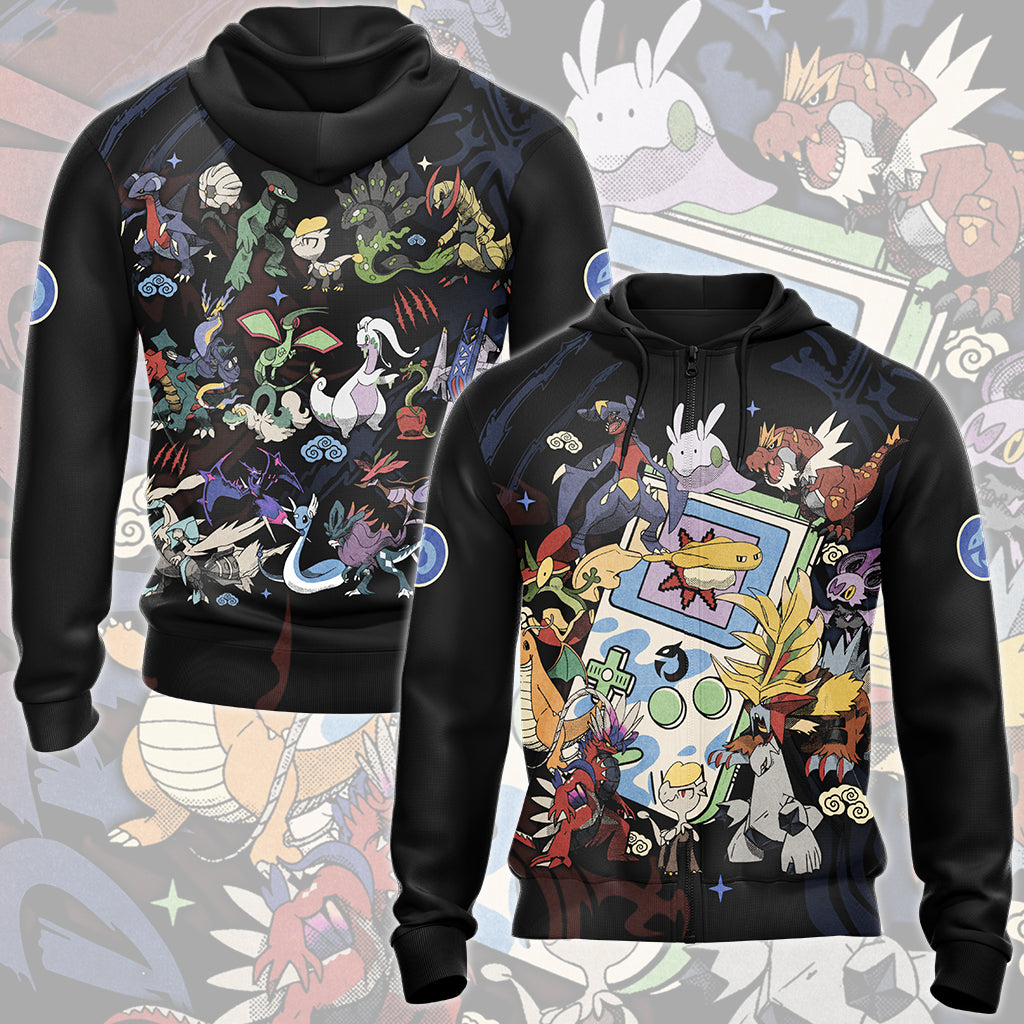 Pokemon Dragon Type Club Video Game All Over Printed T-shirt Tank Top Zip Hoodie Pullover Hoodie Hawaiian Shirt Beach Shorts Joggers